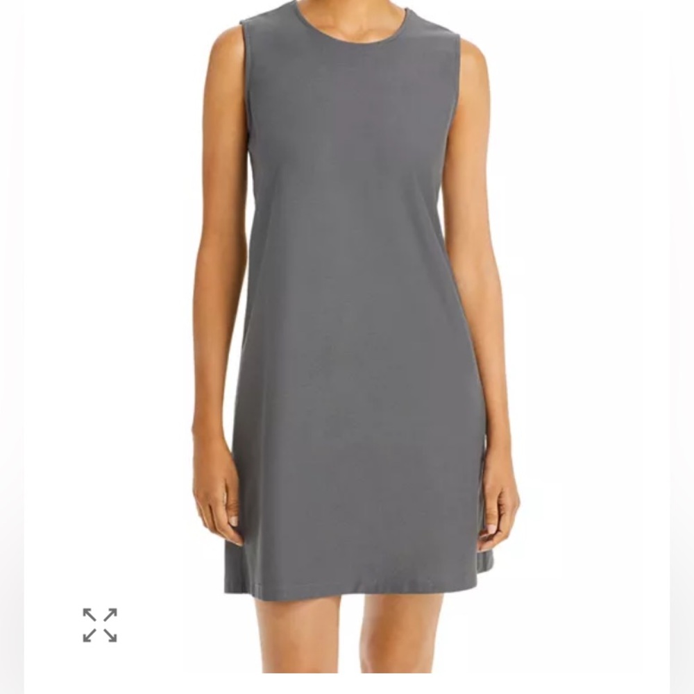 Eileen Fisher Gray Sleeveless Shift Dress Casual Lounge Career Woman Size Medium